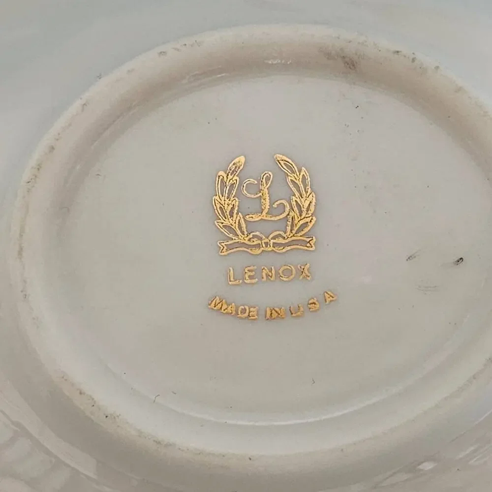 Lenox Dove Bird Dish Trinket Candy Nut Bowl 24K Gold RIm